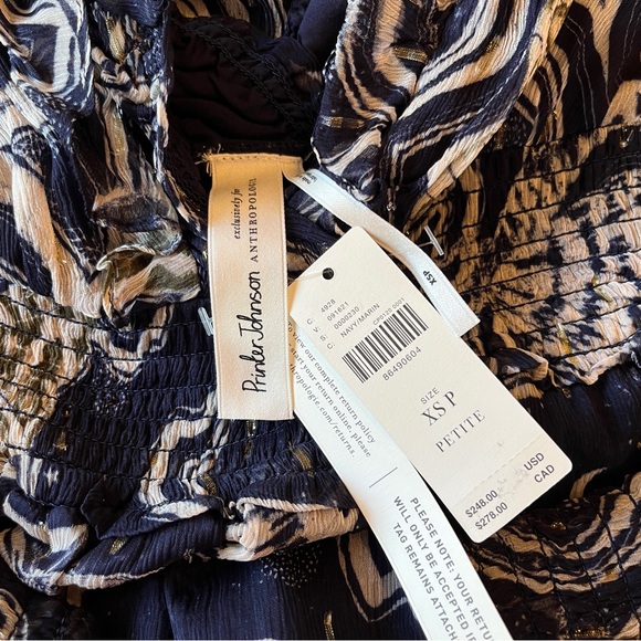 Anthropologie by Painter Johnson V-neck Textured Midi Dress Navy Size XSP NWT - Picture 9 of 9